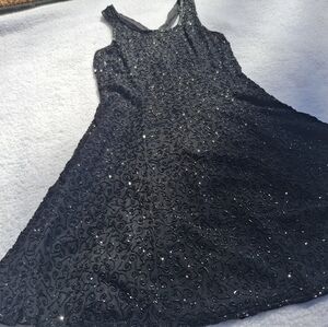 Abiza Vintage Beaded Elegant Black Mini Dress - Size Medium